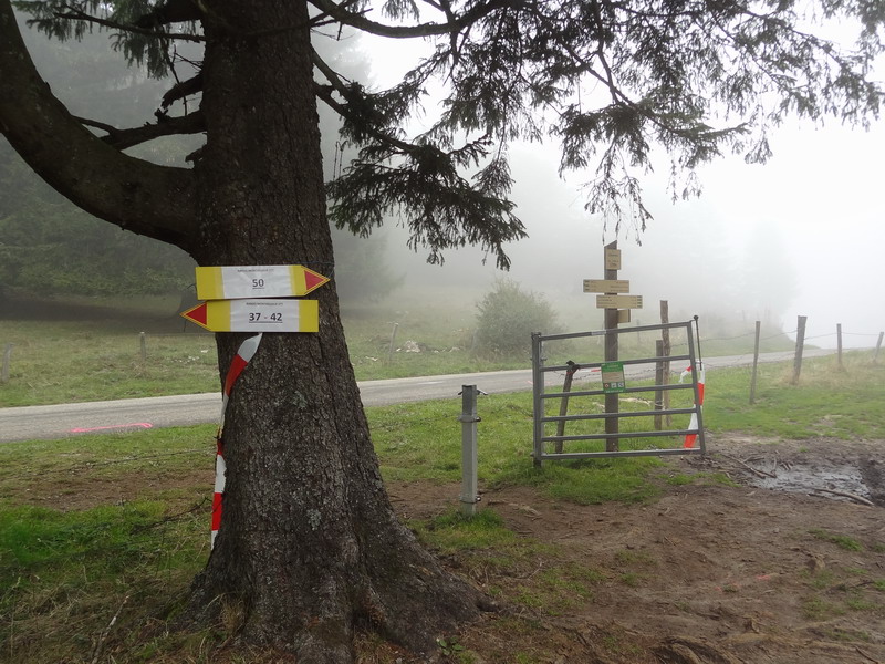 Signalisation des boucles 37-42-50 km au col des Pitons Salève